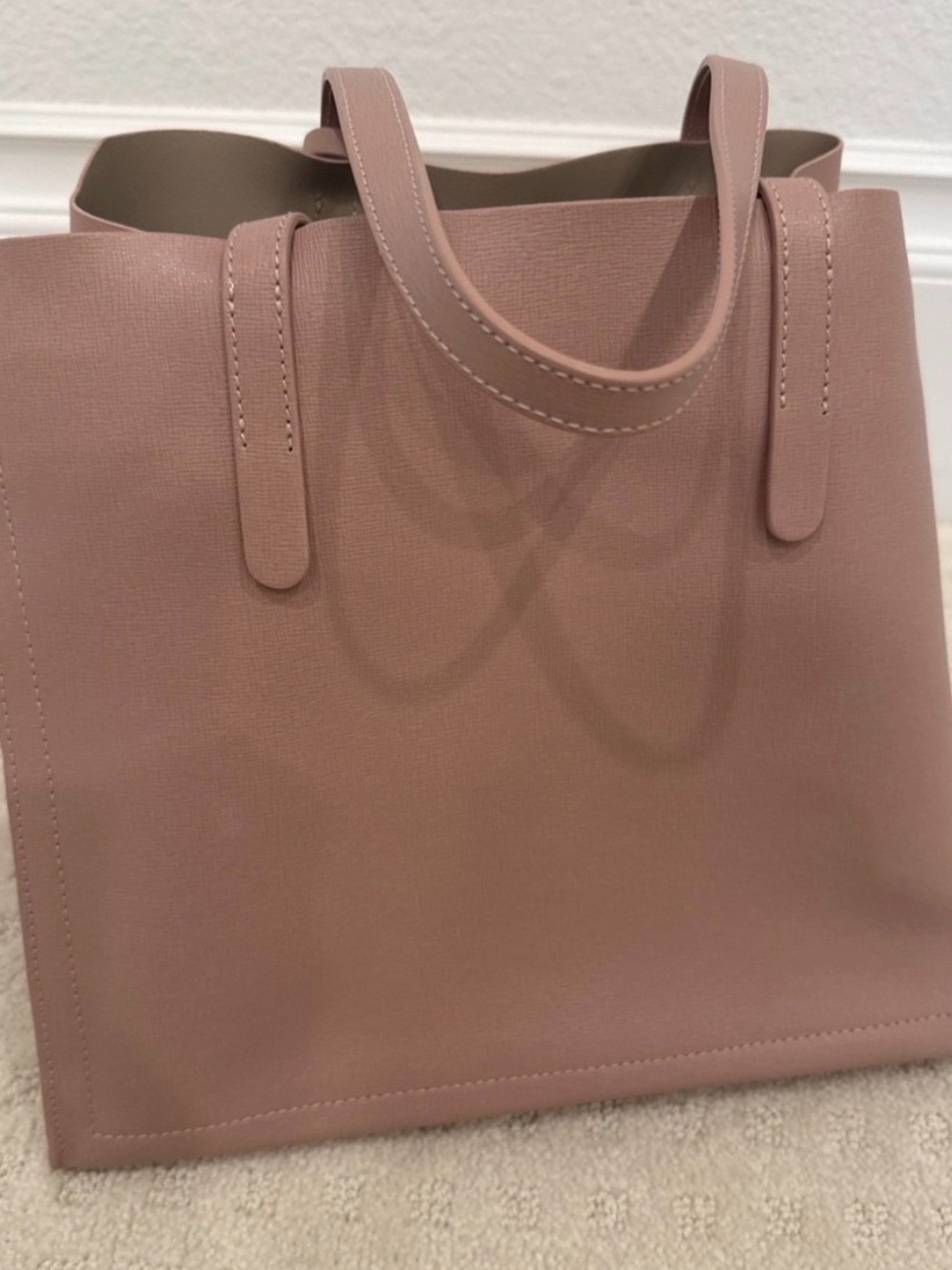 Furla Pink Leather Tote Bag Structured Medium Shopper - Picture 5 of 8